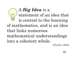 A Big Idea is a statement of an idea that is central to