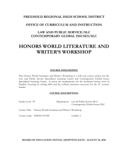 honors world literature and writer`s workshop
