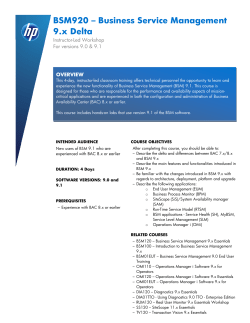 BSM920 &ndash; Business Service Management 9.x Delta