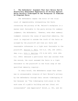 I. The Defendants` Argument That Gail Nelson Had No Objectively