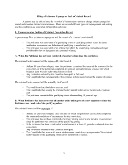 Information Sheet Filing a Petition to Expunge or