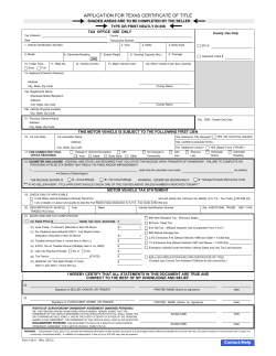 Application For Texas Certificate of Title