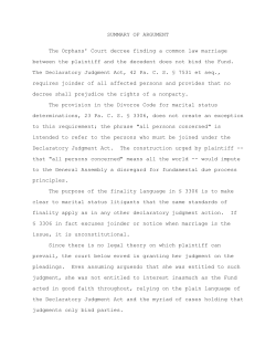 SUMMARY OF ARGUMENT The Orphans` Court decree finding a