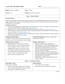 Lesson Title: Describing Velocity Date: