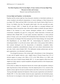 1 The Elitist Populism of the Extreme Right: a Frame Analysis of
