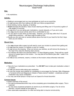 Neurosurgery Discharge Instructions &ndash; Carpel Tunnel / Ulnar Nerve