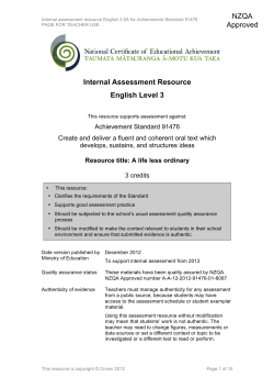 Draft Internal Assessment Resource English Level 3 NZQA Approved