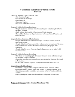 5th Grade Social Studies Goals for the First Trimester