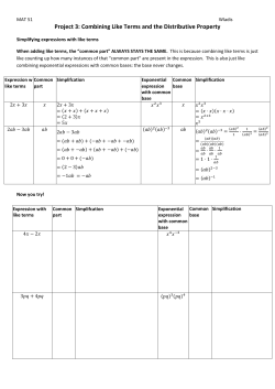 Project 3: Combining Like Terms and the Distributive Property