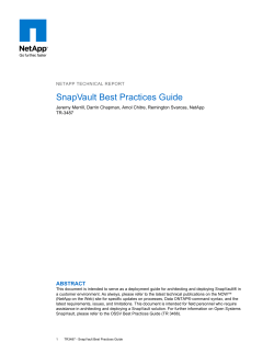 SnapVault Best Practices Guide - Admin-Sys