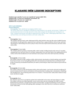 KLAHANIE SWIM LESSONS DESCRIPTIONS