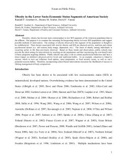 Obesity in the Lower Socio-Economic Status Segments of American