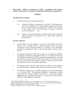 David Hicks &ndash; Military Commissions Act 2006 &ndash; Compliance with