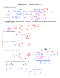 PreCalculus Notes: Completing the Square CS