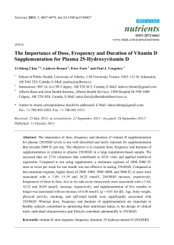 The Importance of Dose, Frequency and Duration of Vitamin D
