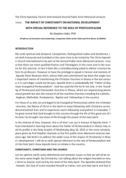 THEME: THE IMPACT OF CHRISTIANITY ON NATIONAL