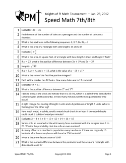 Speed Math 7th/8th - Newport Math Club