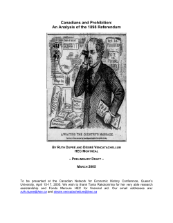 Canadians and Prohibition: An Analysis of the 1898