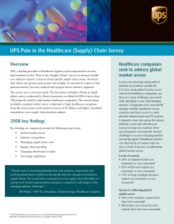 UPS Pain in the Healthcare (Supply) Chain Survey