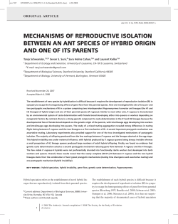 mechanisms of reproductive isolation between an ant species of
