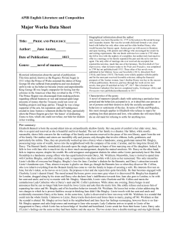 Major Works Data Sheet