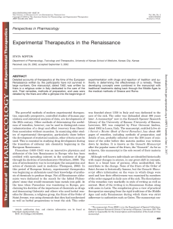 Experimental Therapeutics in the Renaissance