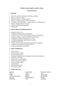 1 Editing `foreign English` academic writing Tina Thornton AE 1