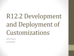 R12.2 Development and Deployment of