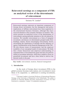 Reinvested earnings as a component of FDI