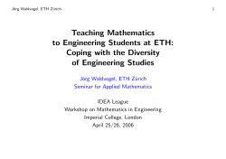 Teaching Mathematics to Engineering Students at ETH: Coping with
