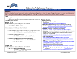 Mathematics Pacing Resource Document