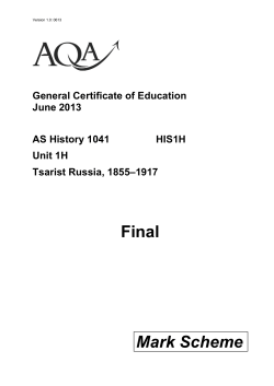 A-level History Mark scheme HIS1H - Tsarist Russia, 1855