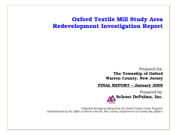 Oxford Textile Mill Study Area Redevelopment Investigation Report
