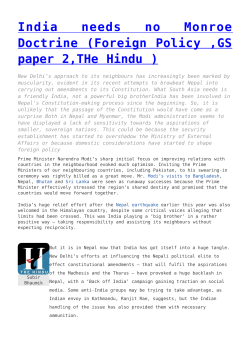 India needs no Monroe Doctrine (Foreign Policy ,GS paper 2