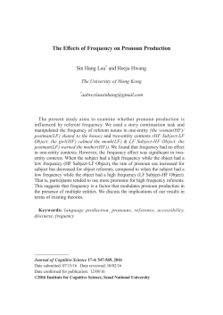 The Effects of Frequency on Pronoun Production