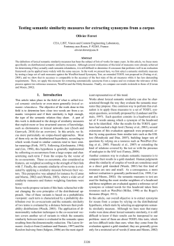 Testing semantic similarity measures for extracting synonyms from a
