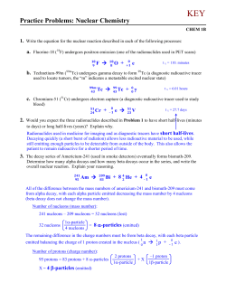 Practice Problems: Nuclear Chemistry