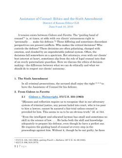 Assistance of Counsel: Ethics and the Sixth Amendment