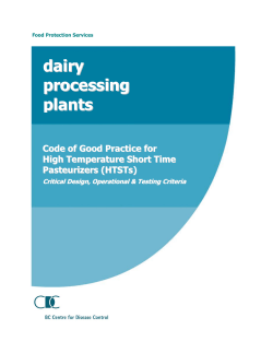 dairy processing plants - BC Centre for Disease Control