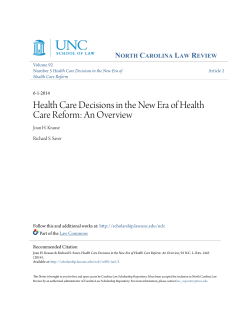 Health Care Decisions in the New Era of Health Care Reform: An