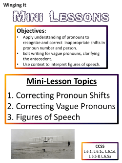 Mini-Lesson Topics 1. Correcting Pronoun Shifts 2. Correcting