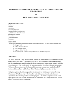 HIGH BLOOD PRESSURE - THE SILENT KILLER ON THE PROWL