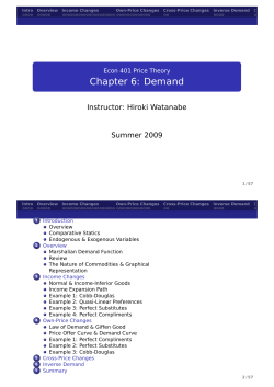 Econ 401 Price Theory Chapter 6: Demand