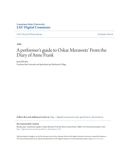 A performer`s guide to Oskar Morawetz` From the Diary of Anne Frank