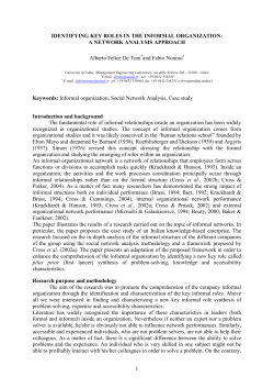 Identifying Key Roles in the Informal Organization