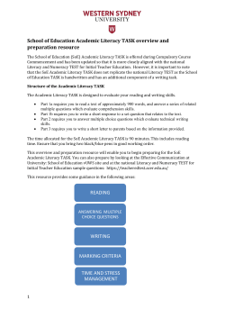 Preparation resource for Academic Literacy Task