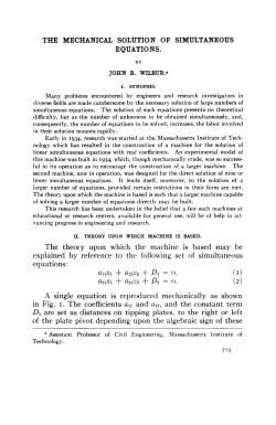 THE MECHANICAL SOLUTION OF SIMULTANEOUS EQUATIONS