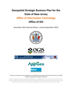 Geospatial Strategic Business Plan for the State of New Jersey