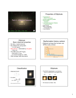 Part 4 :--Elliptical Galaxies Properties of Ellipticals Starformation