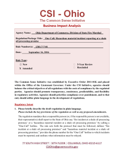 Common Sense Initiative &ndash; Business Impact Analysis